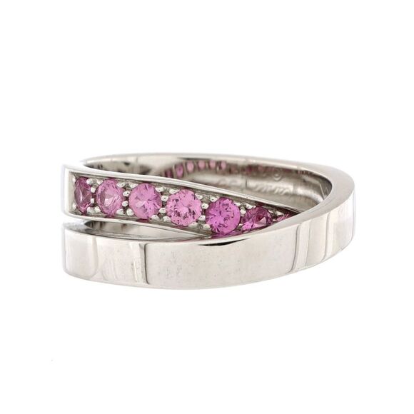 Cartier Paris Nouvelle Vague Crossover Ring 18K White Gold with Pink Sapphires - - Picture 3 of 3